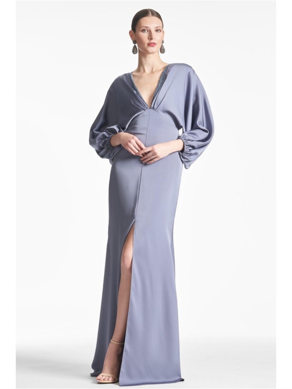 NWT Sachin & Babi Gabby Gown Purple Gray Maxi Dress Formal Kaftan Evening Gown